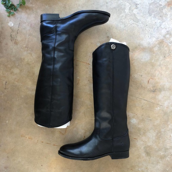 FRYE Women's Melissa Button2 Tall Shaft Boots Leather Black 8 - Picture 1 of 6